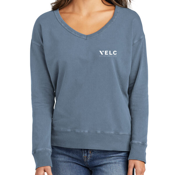 VELC - Garment Dyed V Neck Sweatshirt Thumbnail